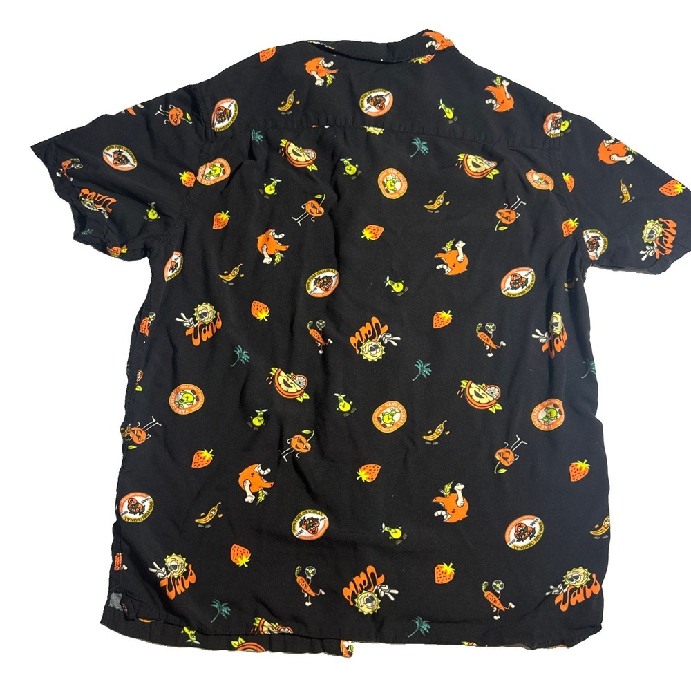 Vans Men's Black Short Sleeve Button-Up, Fruit Sticker Pattern, Size Medium - Picture 10 of 10